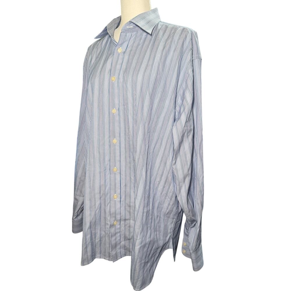 Charles Tyrwhitt Men's Dress Shirt, Blue Multi-Stripe, 100% Cotton, Size 18/37